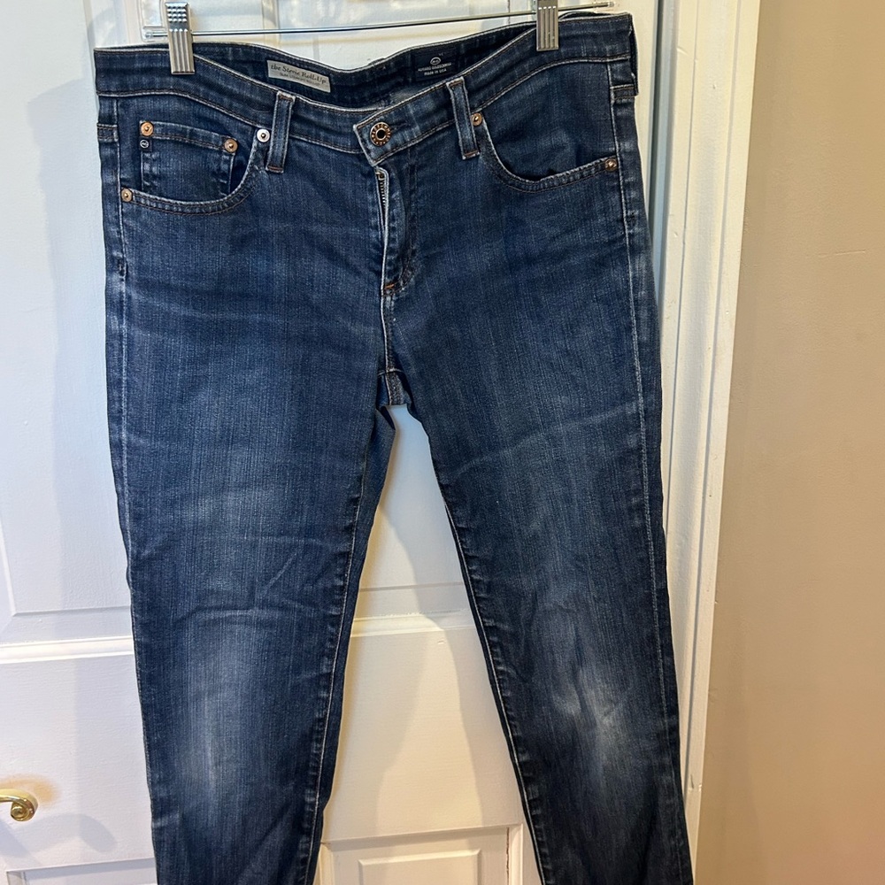 AG slim straight rollup Blue Denim Jeans size 10